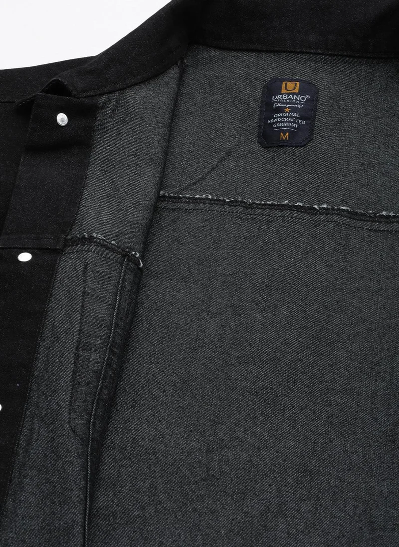 Urbano Fashion  Urbano Fashion Men's Black Regular Fit Washed Sleeveless Denim Jacket for Men | Best Price UAE